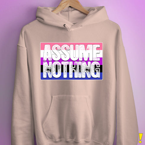 Assume Nothing Genderfluid Pride Flag Hoodie - Light Pink